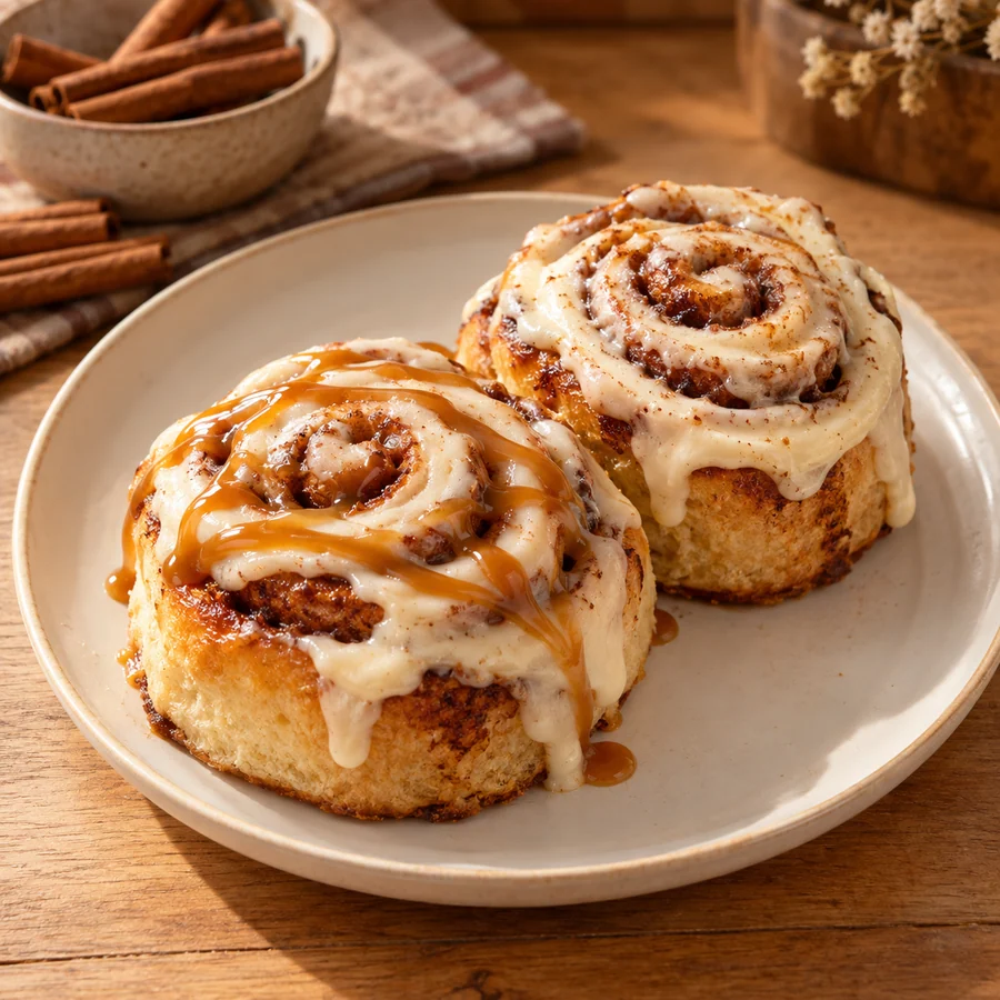 Иллюстрация Cinnabon: булочки с корицей и белой глазурью