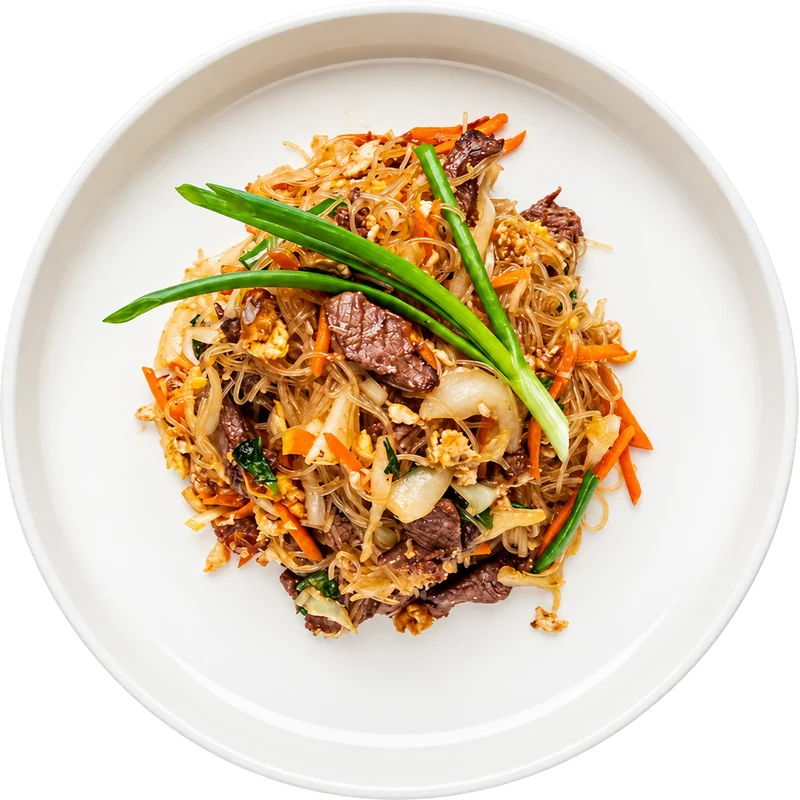 Лапша стеклянная с овощами и говяжьей вырезкой