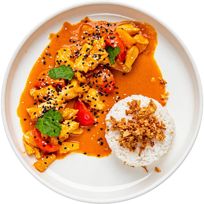 Красный карри с ананасом и курицей